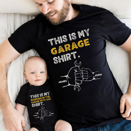 Father's Day Gifts, This Is My Garage Shirt - Personalized Matching Shirt And Baby Bodysuit