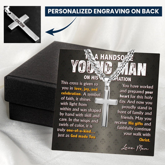 This Cross Is Given In Love, Joy Gifts For Son, Grandson - Personalized Necklace