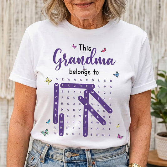This Grandma Belongs To Word Search - Personalized Shirt