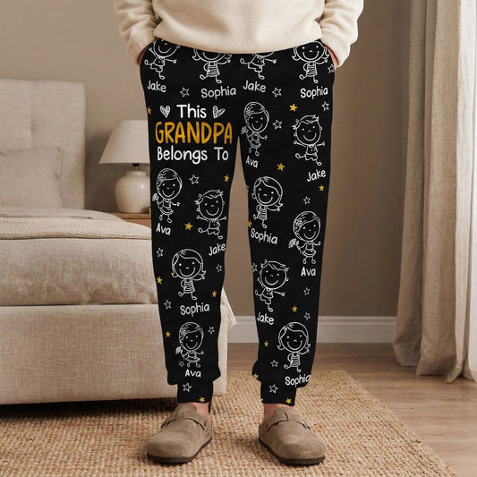 Father's Day Gifts, This Grandpa Belongs To Doodle - Personalized Sweatpants, Lounge Pants With Pockets