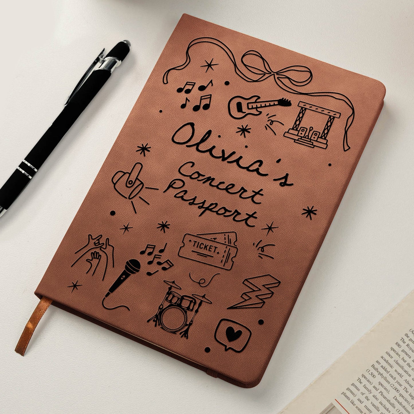 Ticket Keepsake Concert Souvenir Journal For Music Lovers, Daughter, Friends - Personalized Leather Journal
