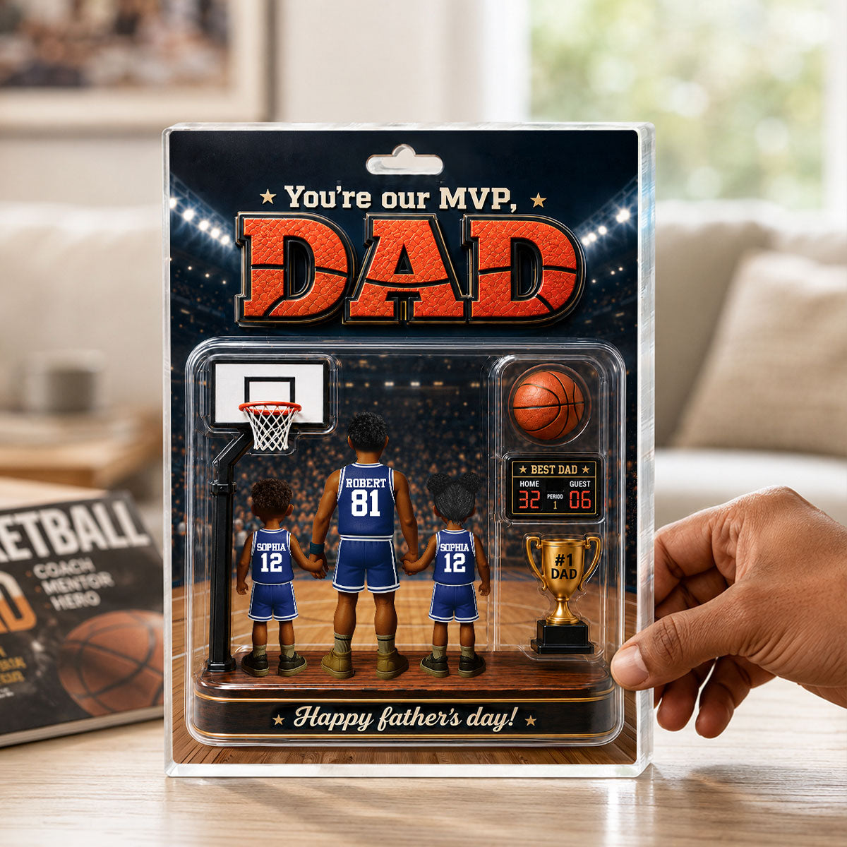 You Are Our MVP Basketball Dad, Custom Action Figure - Personalized Acrylic Block Plaque - Gift for Dad, Husband