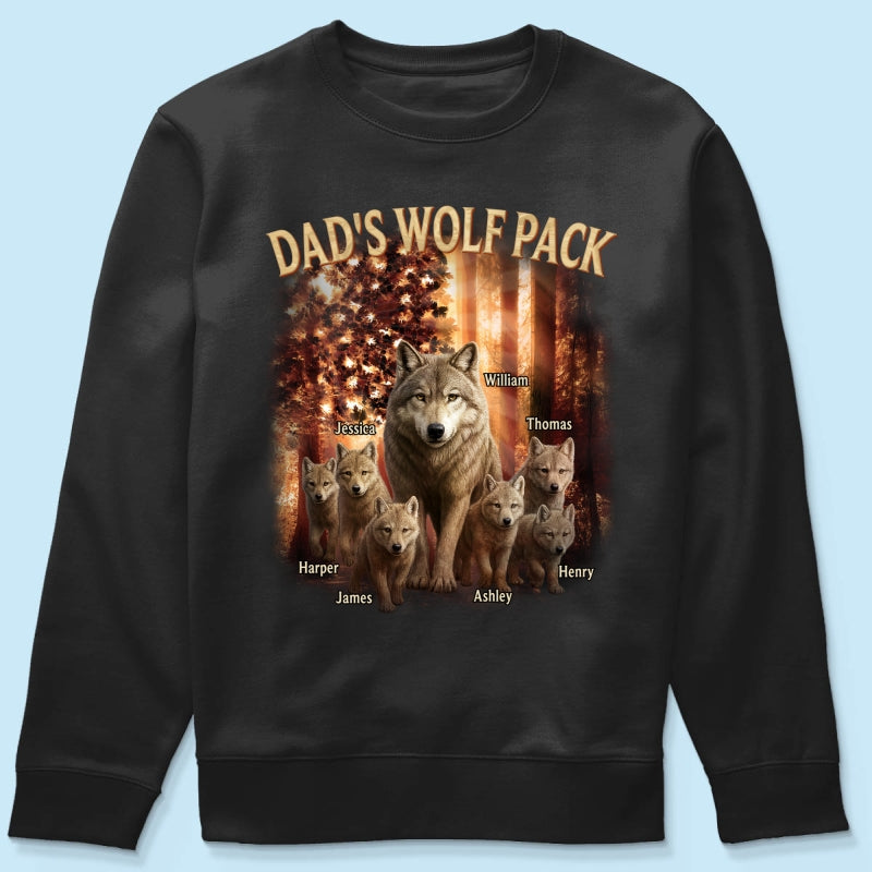 Dad's Wolf Pack Nation Flag Forest Personalized Shirt| Coolest Father's Day Gift For Dad, 4th of July Shirt