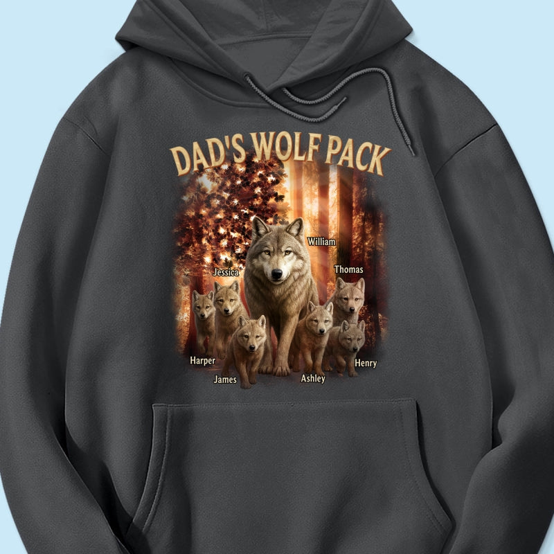 Dad's Wolf Pack Nation Flag Forest Personalized Shirt| Coolest Father's Day Gift For Dad, 4th of July Shirt