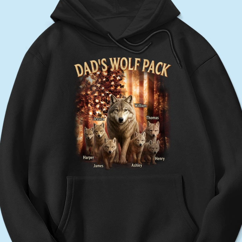 Dad's Wolf Pack Nation Flag Forest Personalized Shirt| Coolest Father's Day Gift For Dad, 4th of July Shirt