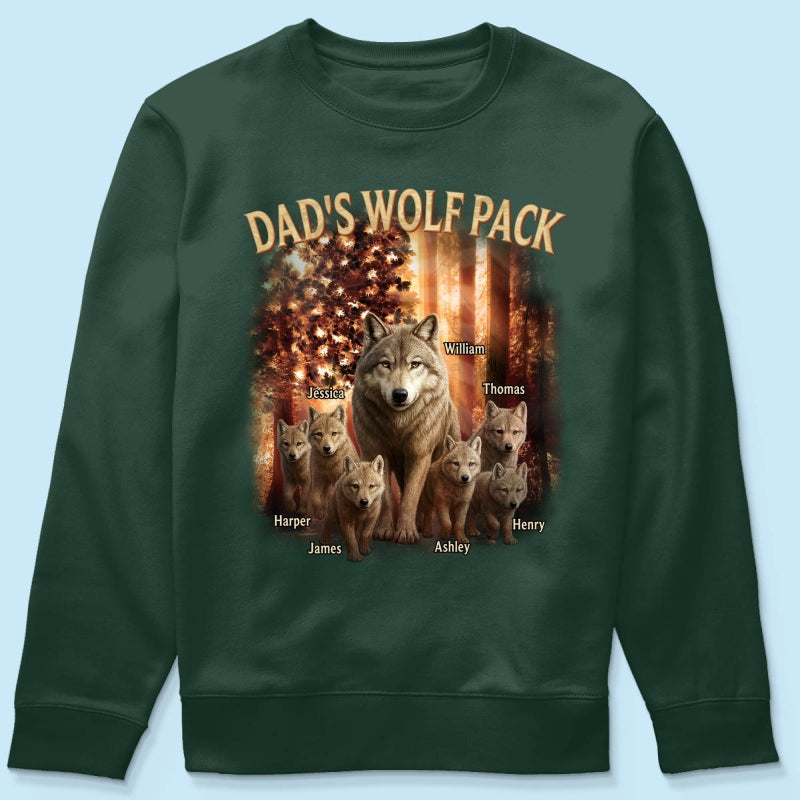 Dad's Wolf Pack Nation Flag Forest Personalized Shirt| Coolest Father's Day Gift For Dad, 4th of July Shirt