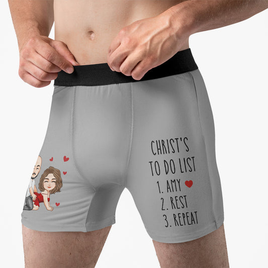 Father's Day Gifts, To Do List Naughty Couple Valentine's Day Anniversary Gift For Husband, Boyfriend - Personalized Men's Boxer Brief