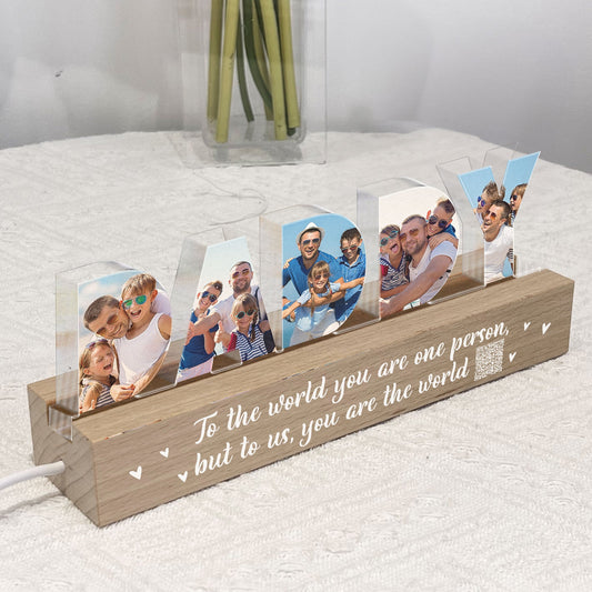 Father's Day Gifts, To The World You're A Person To Our Family You Are The World - Personalized Photo LED Night Light