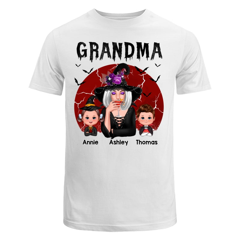 Halloween Cracked Moon Grandma With Grandkids Personalized Shirt