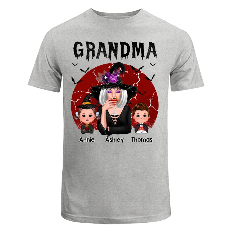 Halloween Cracked Moon Grandma With Grandkids Personalized Shirt