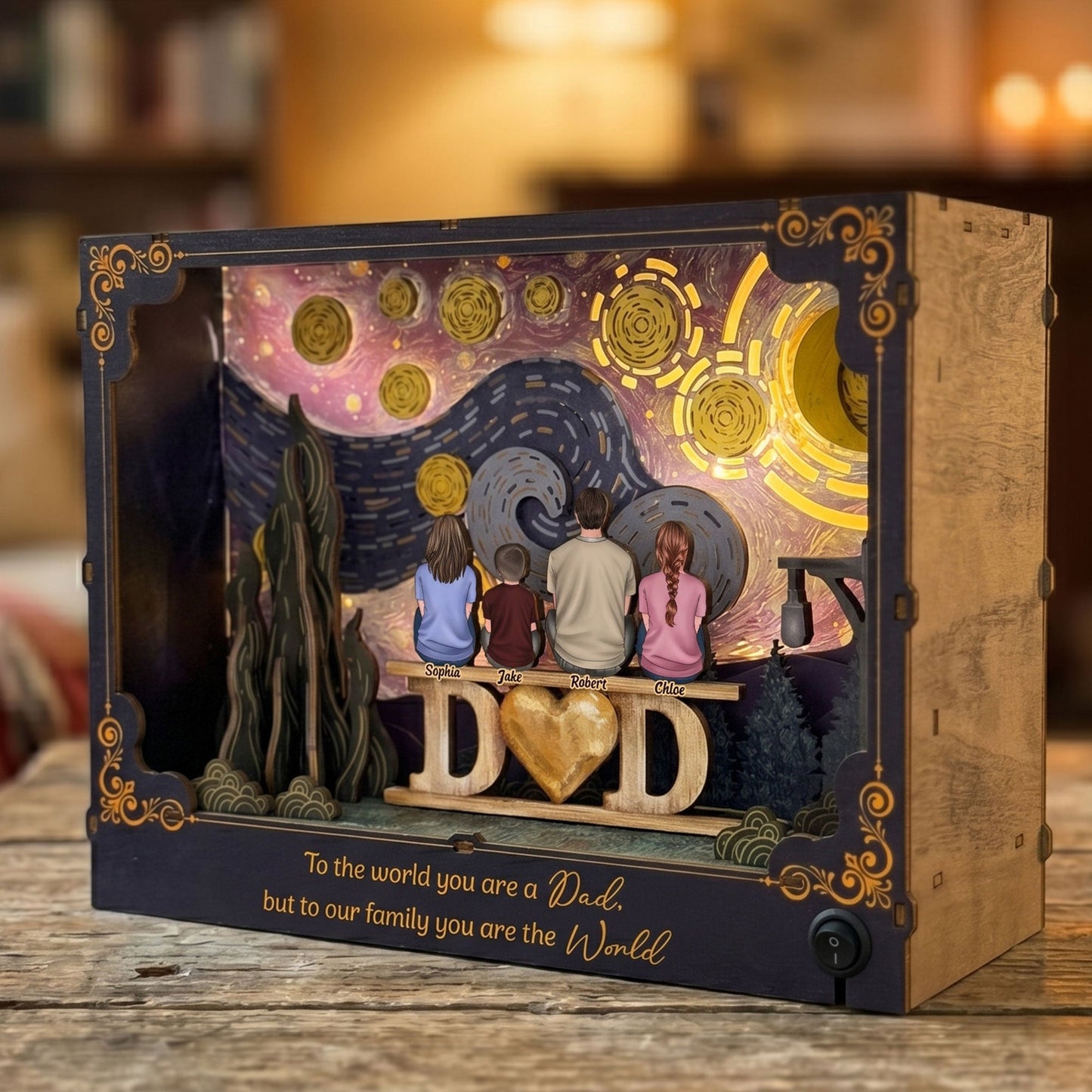 Father's Day Gifts, To Our Family You Are The World Father's Day Gift For Dad, Husband - Personalized DIY Book Nook Kit