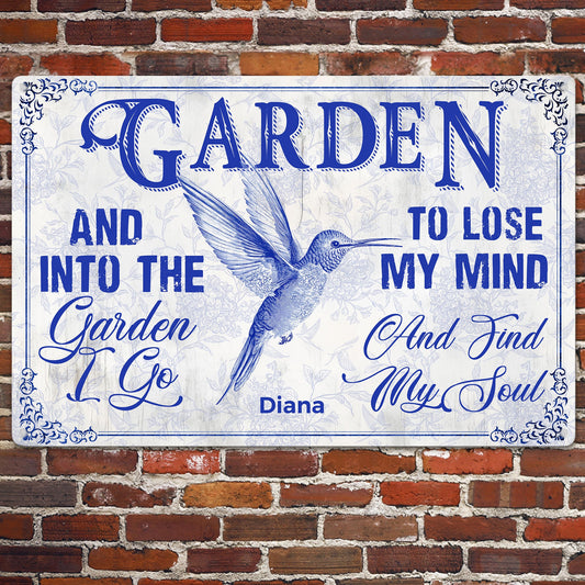 Toile De Jouy Style And Into The Garden I Go - Personalized Metal Sign