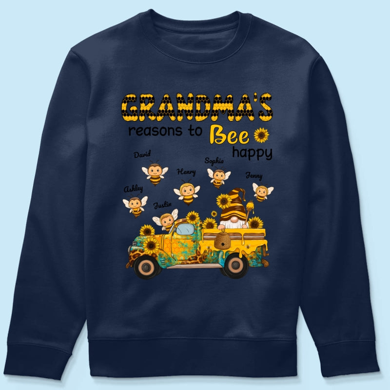 Gnome Grandma's Reasons to be Happy Personalized Sweatshirt, Cozy Fall Sweatshirt for Grandma