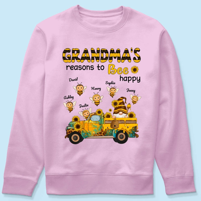 Gnome Grandma's Reasons to be Happy Personalized Sweatshirt, Cozy Fall Sweatshirt for Grandma