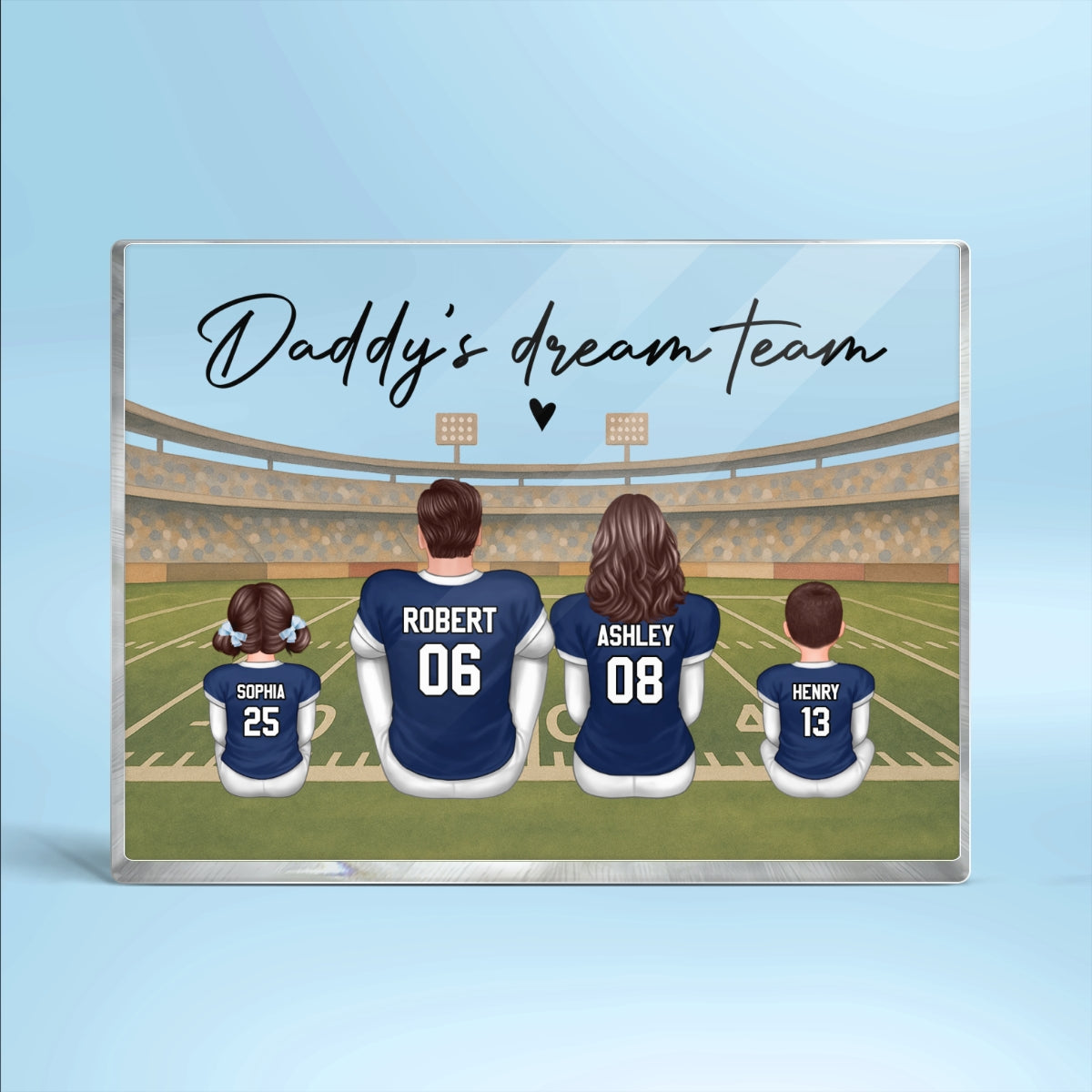 Retro Vintage American Football Daddy's Dream Team Personalized Acrylic Block Plaque| Unique Gift For Dad, Husband