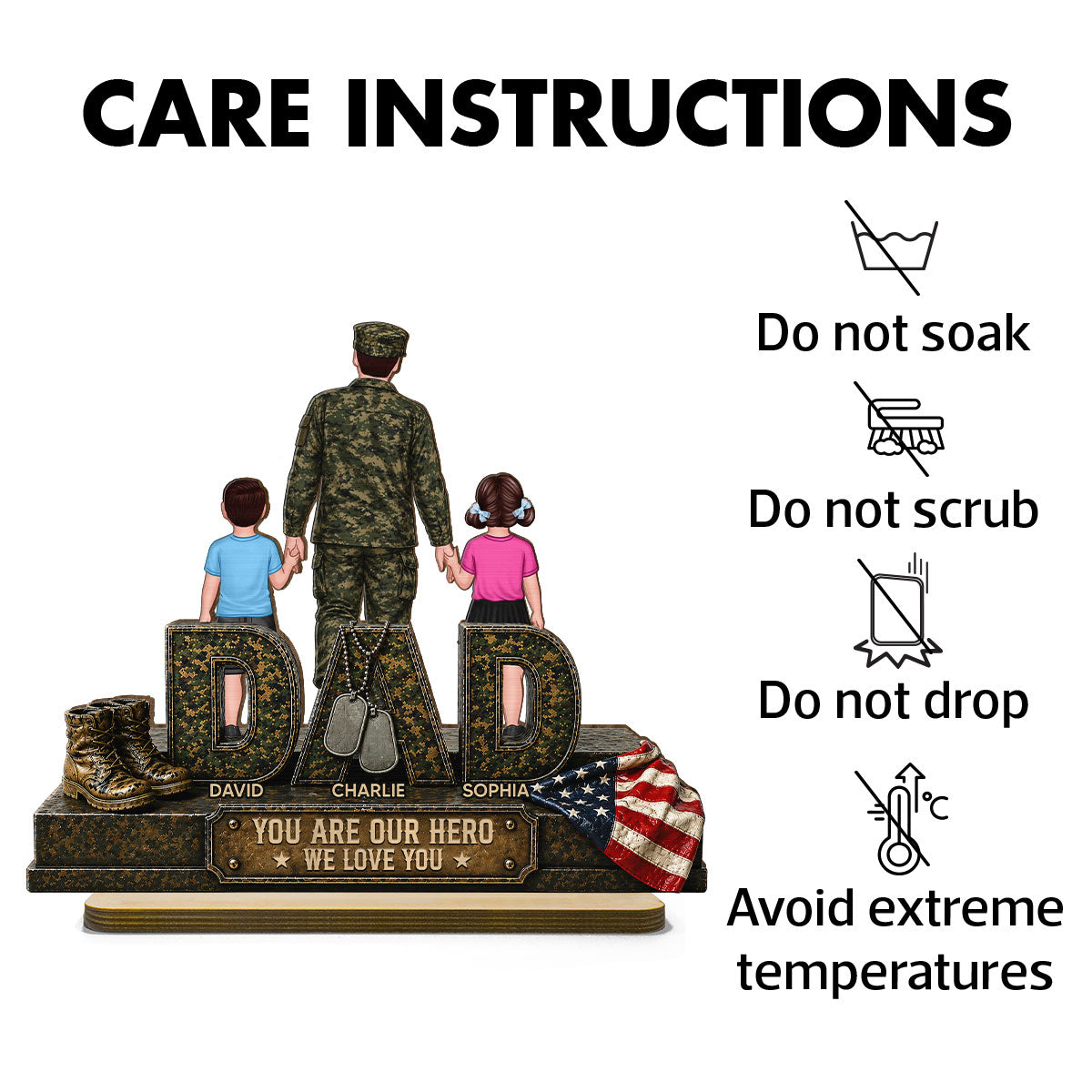 Army Dad You Are Our Hero - Personalized 2-Layered Wooden Plaque - Gift For Dad, Husband