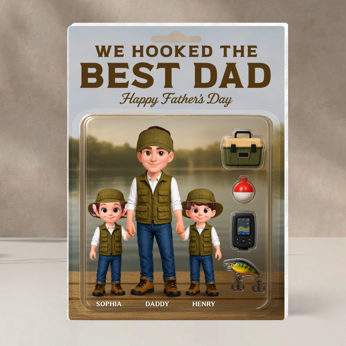 Fishing We Hooked The Best Dad - Personalized Acrylic Block Plaque - Gift For Dad