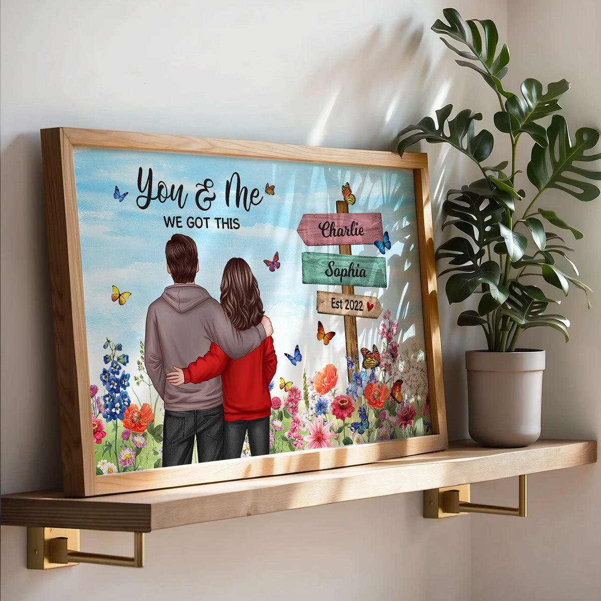 Couple In Flower Garden Sign Personalized Poster, Gift, Anniversary Gift For Couples, For Him, For Her