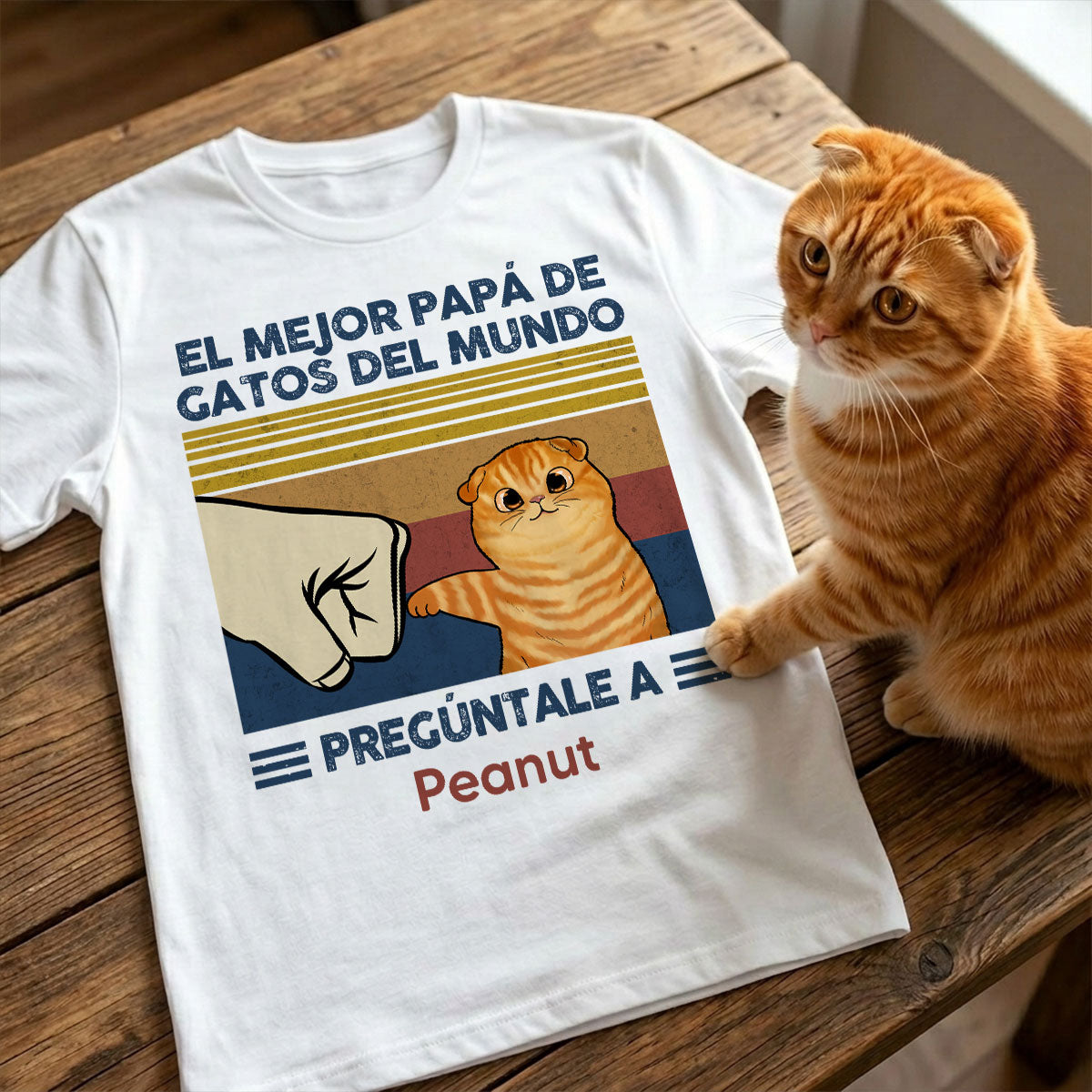Regalo perfecto para paps de gatos – Camiseta personalizada con choque de puos con tu gato