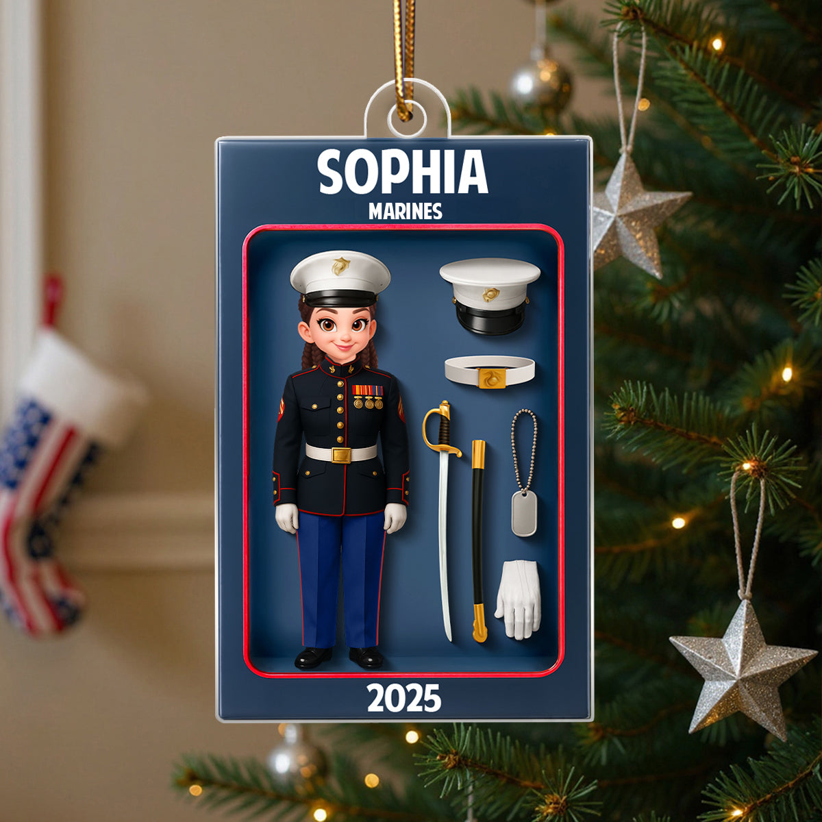 Marines Action Figure 3D Effect Personalized Acrylic Ornament - Special Gift For The Marines