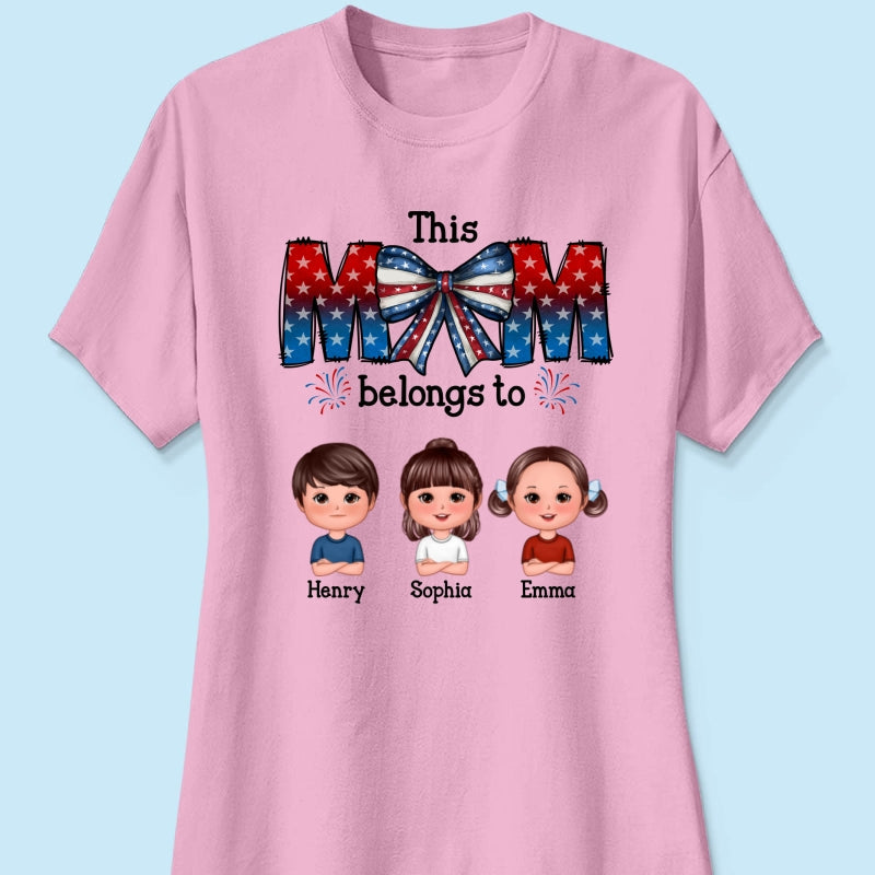 4th Of July Bow This Mom Belongs To Kids Personalized Shirt