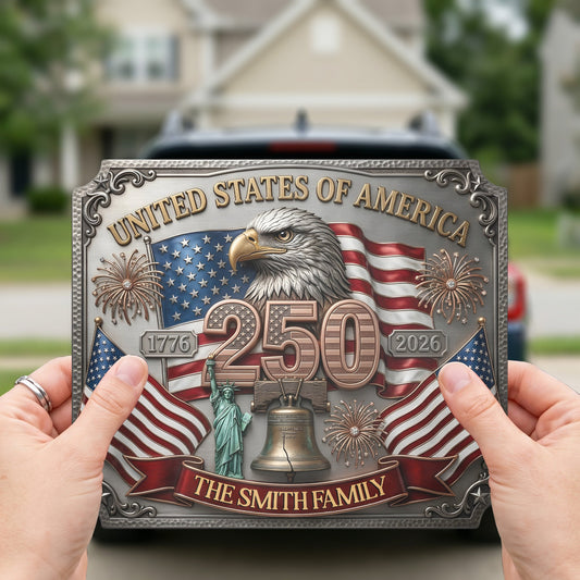 United States Of America 250th Anniversary Faux Pattern - Personalized Bumper Sticker
