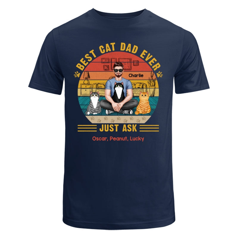 Best Cat Dad Ever Real Man Sitting With Fluffy Cats Personalized Shirt