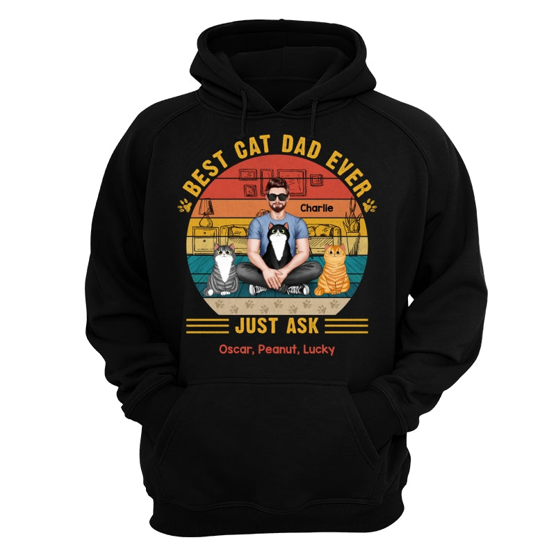 Best Cat Dad Ever Real Man Sitting With Fluffy Cats Personalized Shirt
