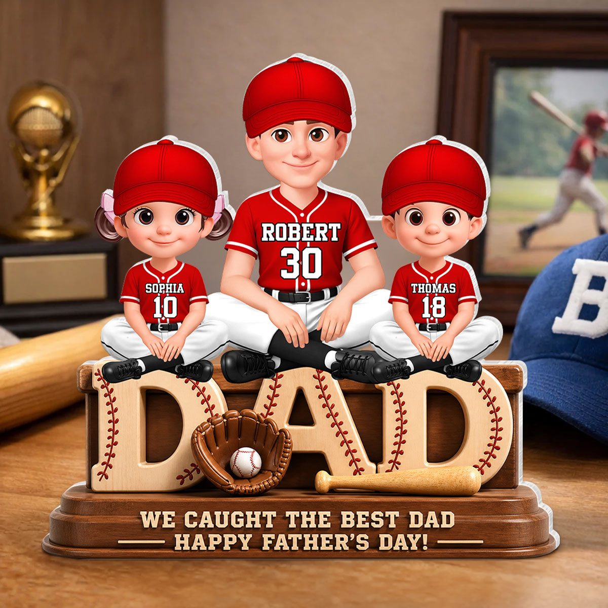 We Caught the Best Baseball Dad - Personalized Acrylic Block Plaque - Gift for Dad, Husband