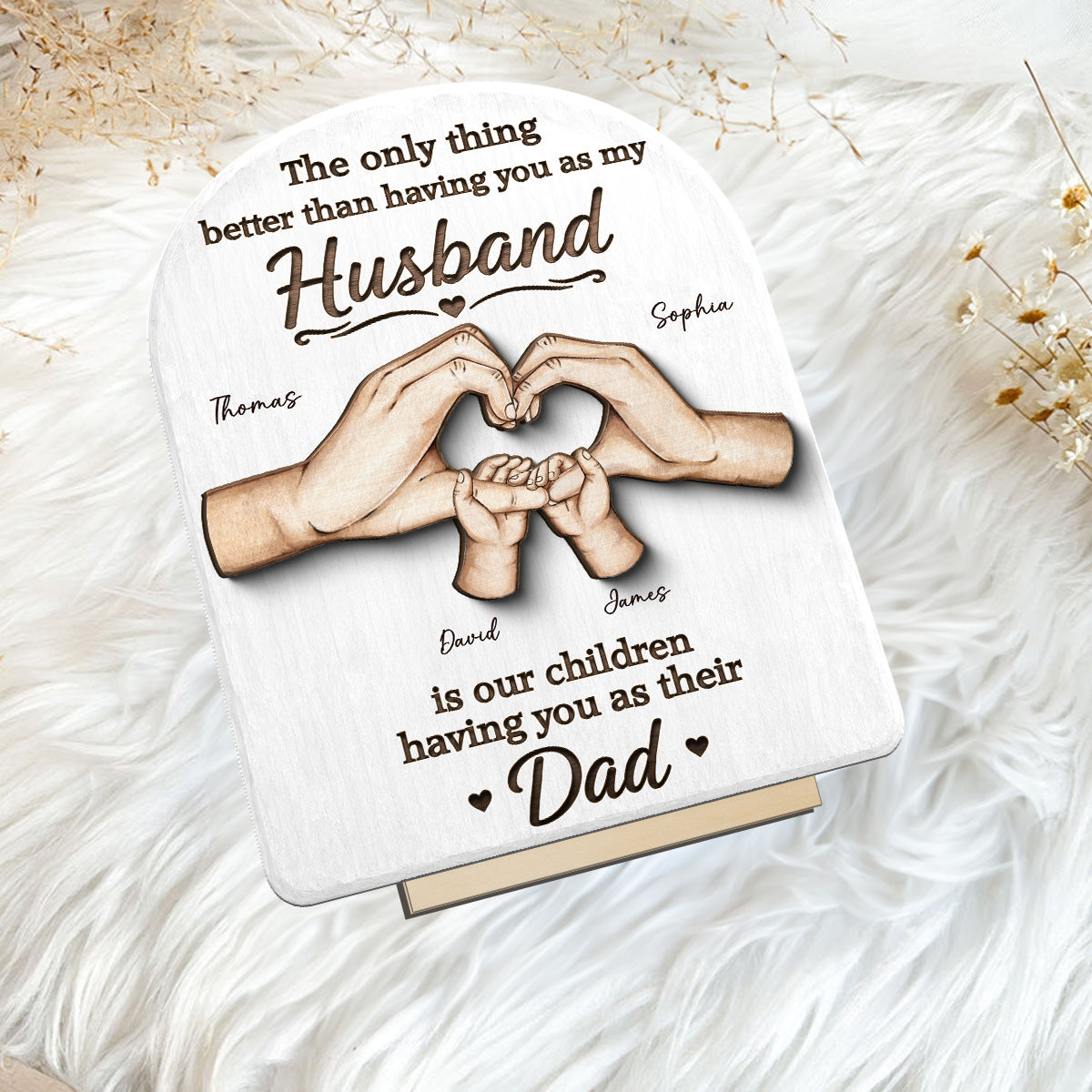 The Only Thing Having You As My Husband Family Hands - Personalized 2-Layered Wooden Plaque - Gift For Husband