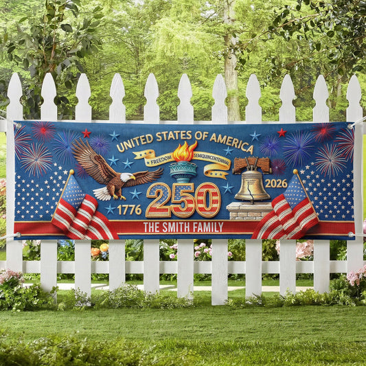 USA 250th Anniversary Faux Pattern - Personalized Banner
