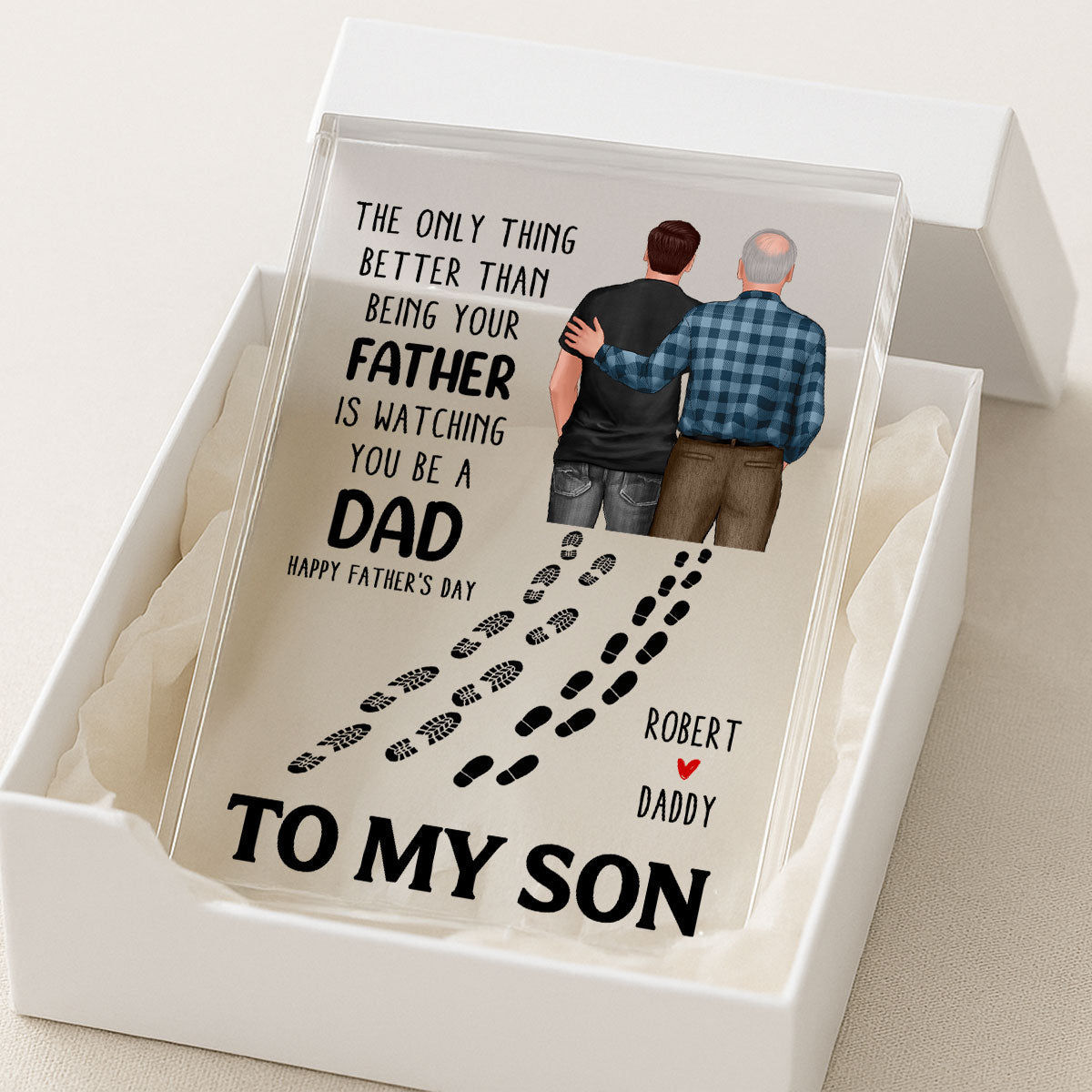 To My Son From Mom Dad Footprints Personalized Acrylic Block, gift