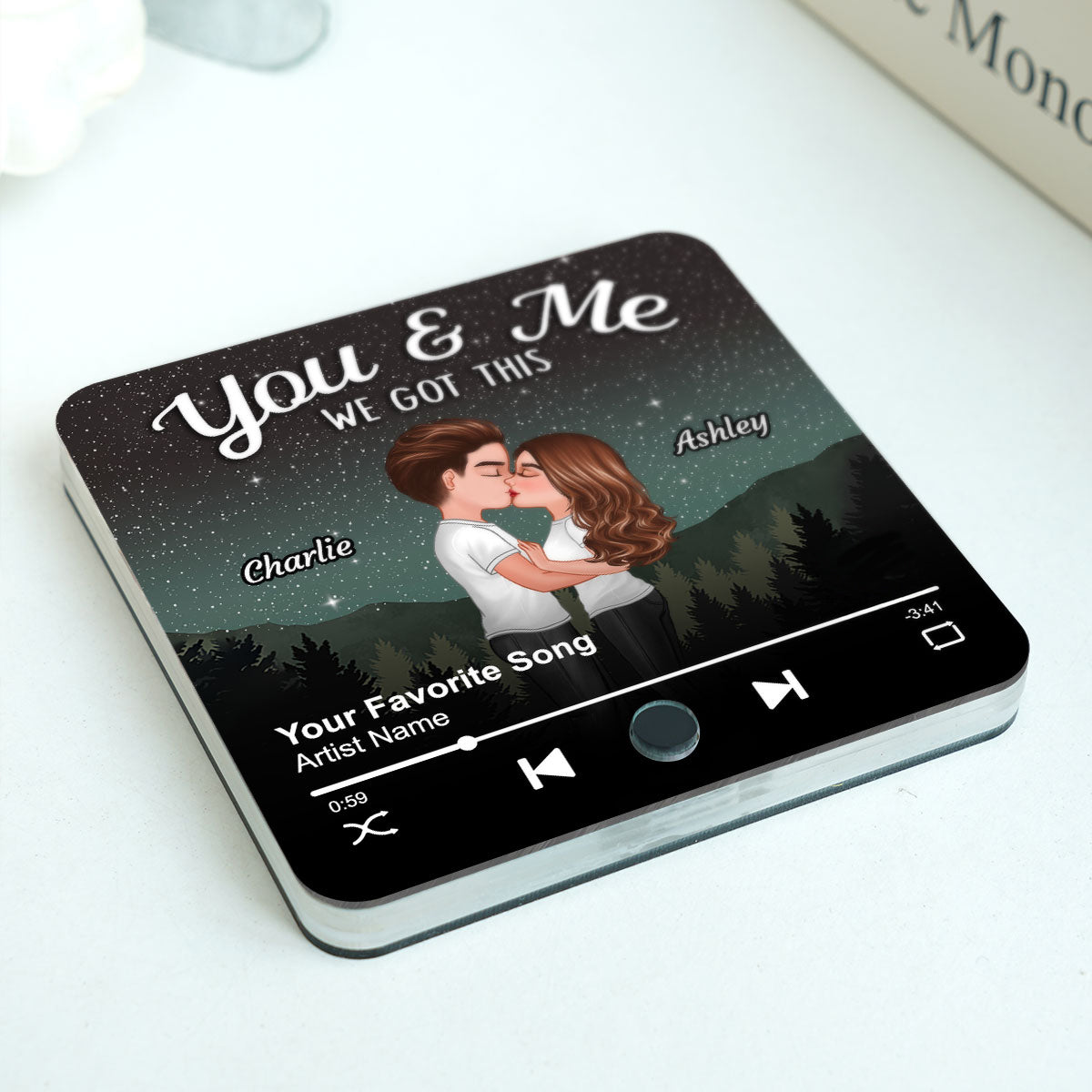 Couple Kissing Under Stars Personalized Music Fridge Magnet, Heartfelt 2025 Gift For Couple, For Him, For Her, Boyfriend, Girlfriend, Husband, Wife