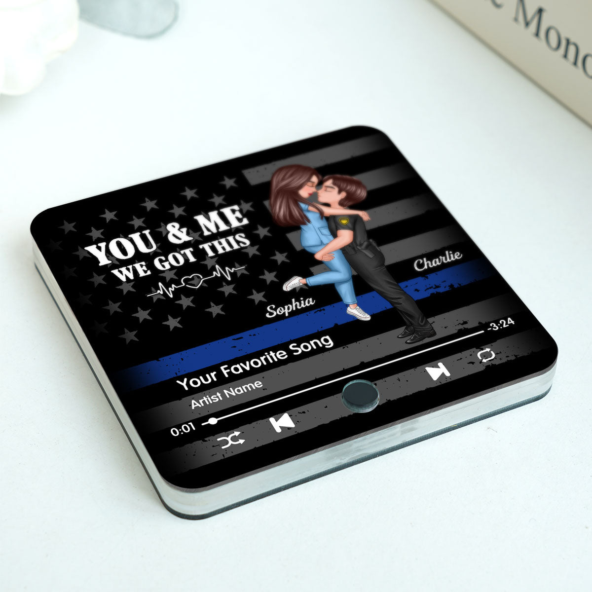Hero Couple Hugging Kissing Favorite Song Gift by Occupation Gift For Her Gift For Him Personalized Music Fridge Magnet