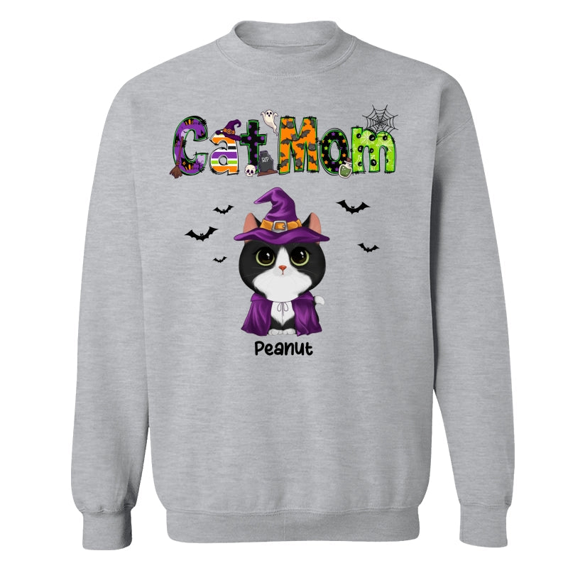 Halloween Watercolor Cute Cats Cat Mom Personalized Shirt