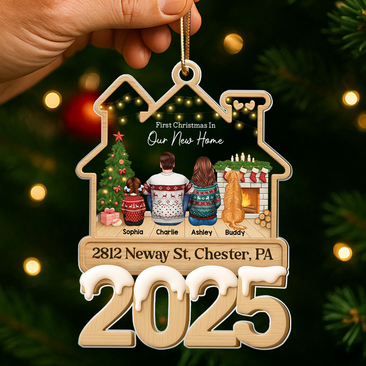Family First Christmas In New Home - Personalized Acrylic Ornament - Unique Christmas Gift For Couple, Family