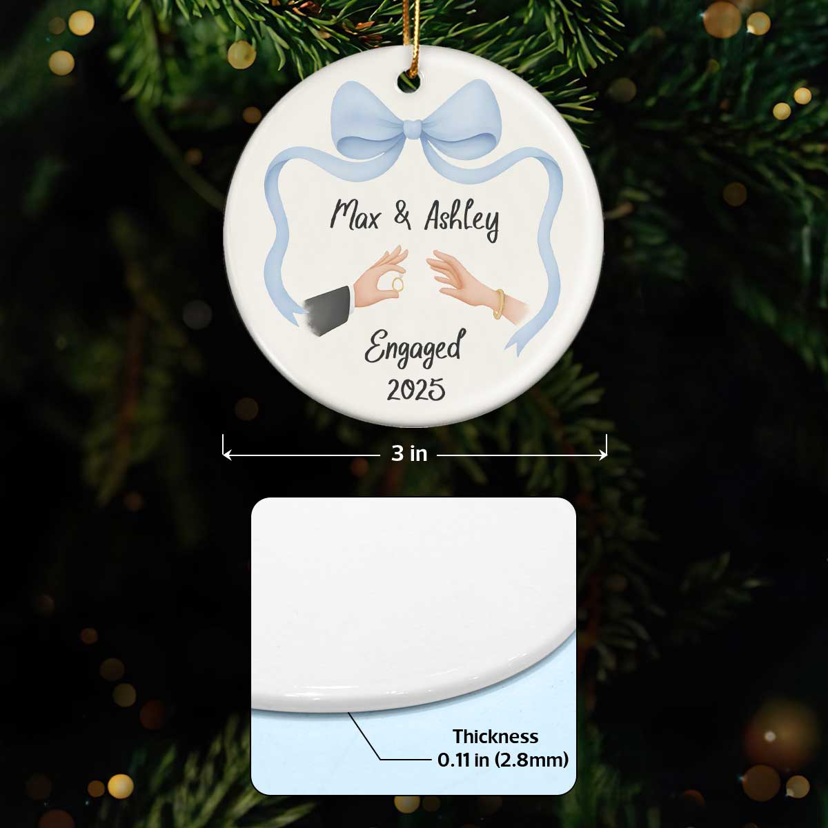 First Christmas Engaged Ornament, Personalized Engagement Gift for Couples, Custom Engagement Christmas Keepsake