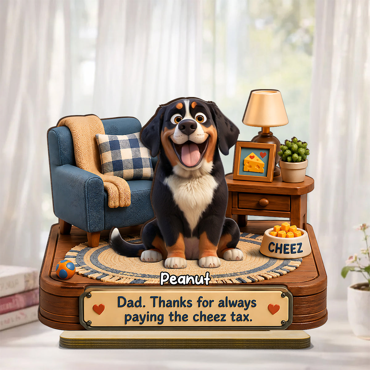 Cheese Tax Dog Dad - Personalized 2-Layered Wooden Plaque - Gift for Dog Dad