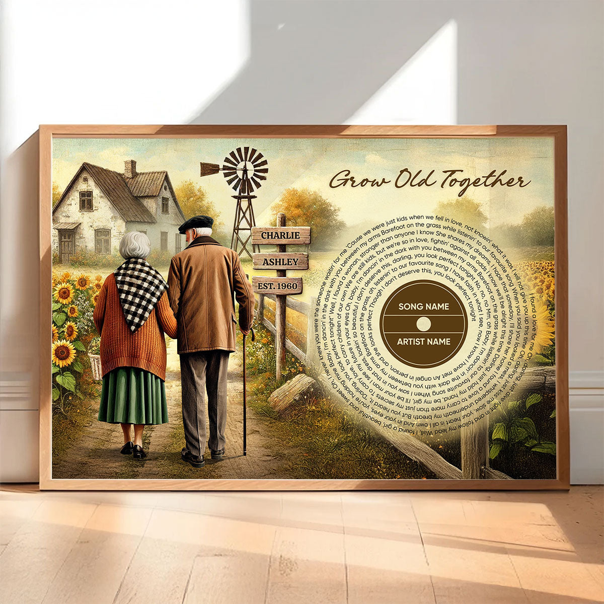 Couple Growing Old Together Favorite Song Vinyl Lyrics Personalized Poster, Heartfelt 2025 Gift, Anniversary Gift For Couple, For Him, For Her, Husband, Wife