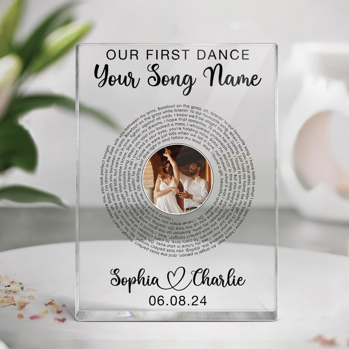 Our Favorite Song Vinyl Record Song Lyrics Art Personalized Rectangle Acrylic Plaque, Anniversary Gift For Him, Gift For Her