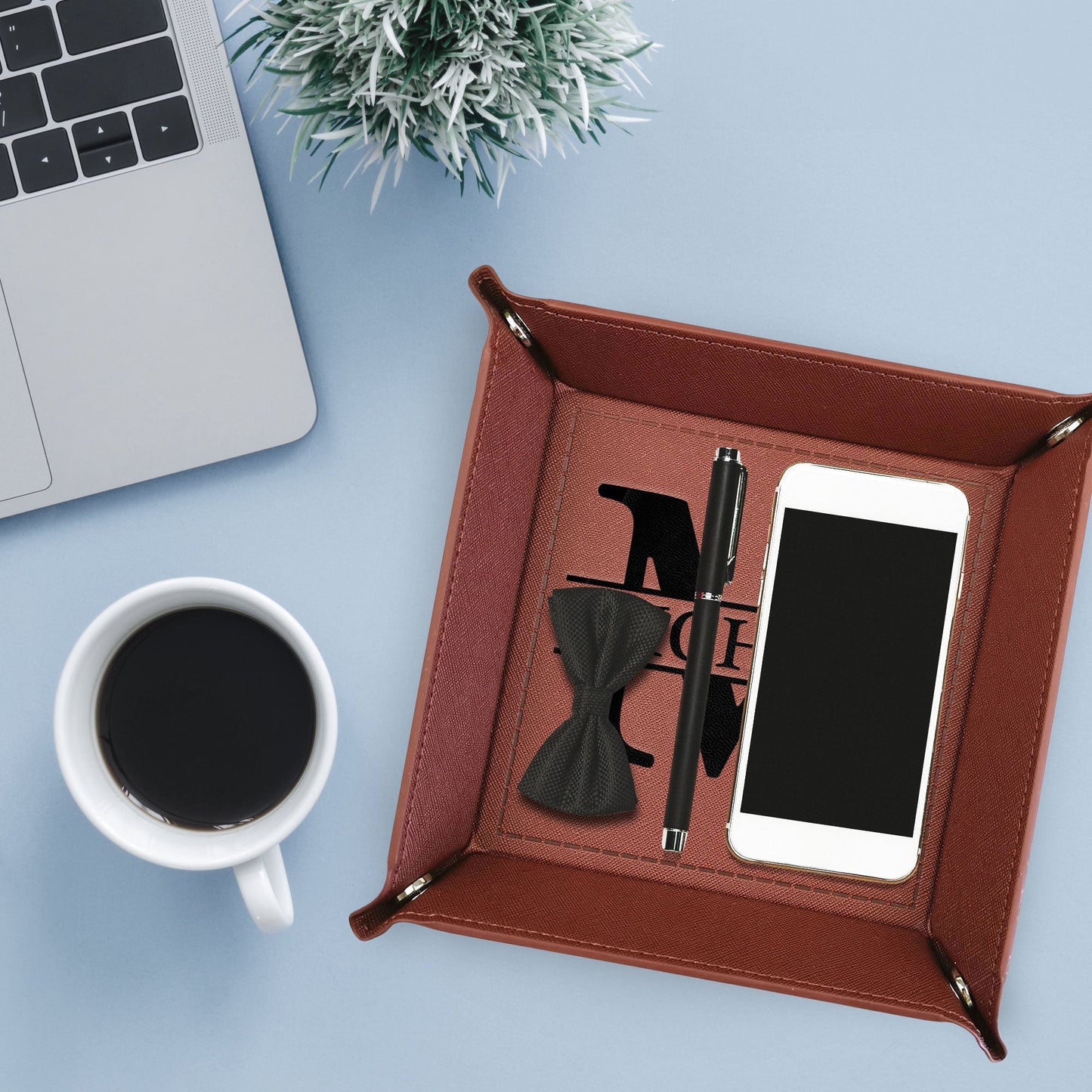 Vintage Monogram - Personalized Leather Valet Tray