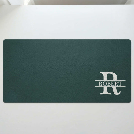 Vintage Monogram, Custom Name For Him, Son, Husband, Coworker, Boss - Personalized Desk Mat