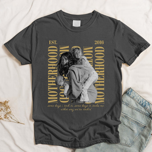 Vintage Motherhood Photo Shirt Trendy Mama Shirt - Personalized Shirt