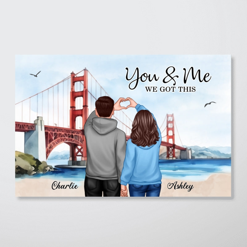 Personalized Couple Bridge Landscape Poster, Gift, Anniversary Gift for Couples