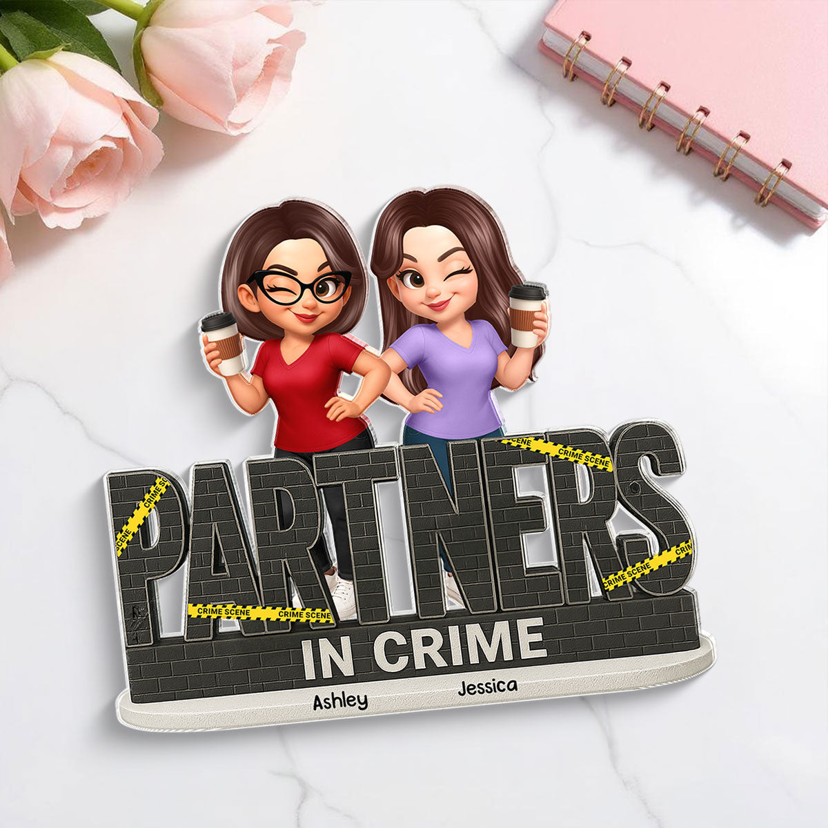 Partners In Crime Do Not Cross Besties Sisters - Personalized Acrylic Block Plaque
