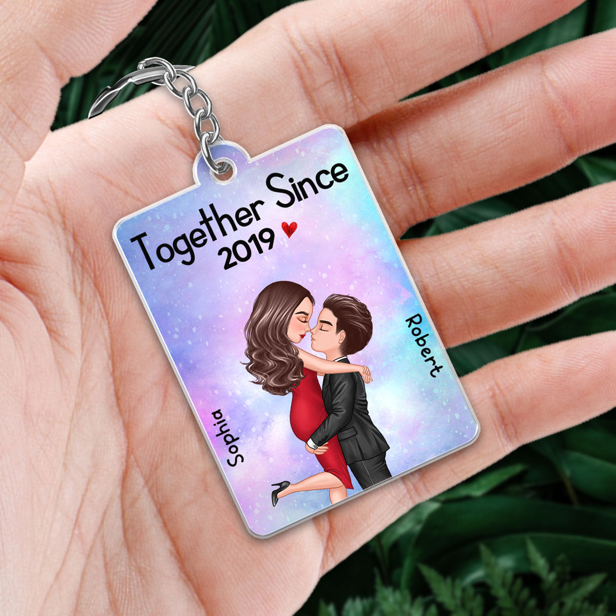 Hugging Kissing Doll Couple Together Since Favorite Song Scannable QR Code - Personalized Acrylic Keychain