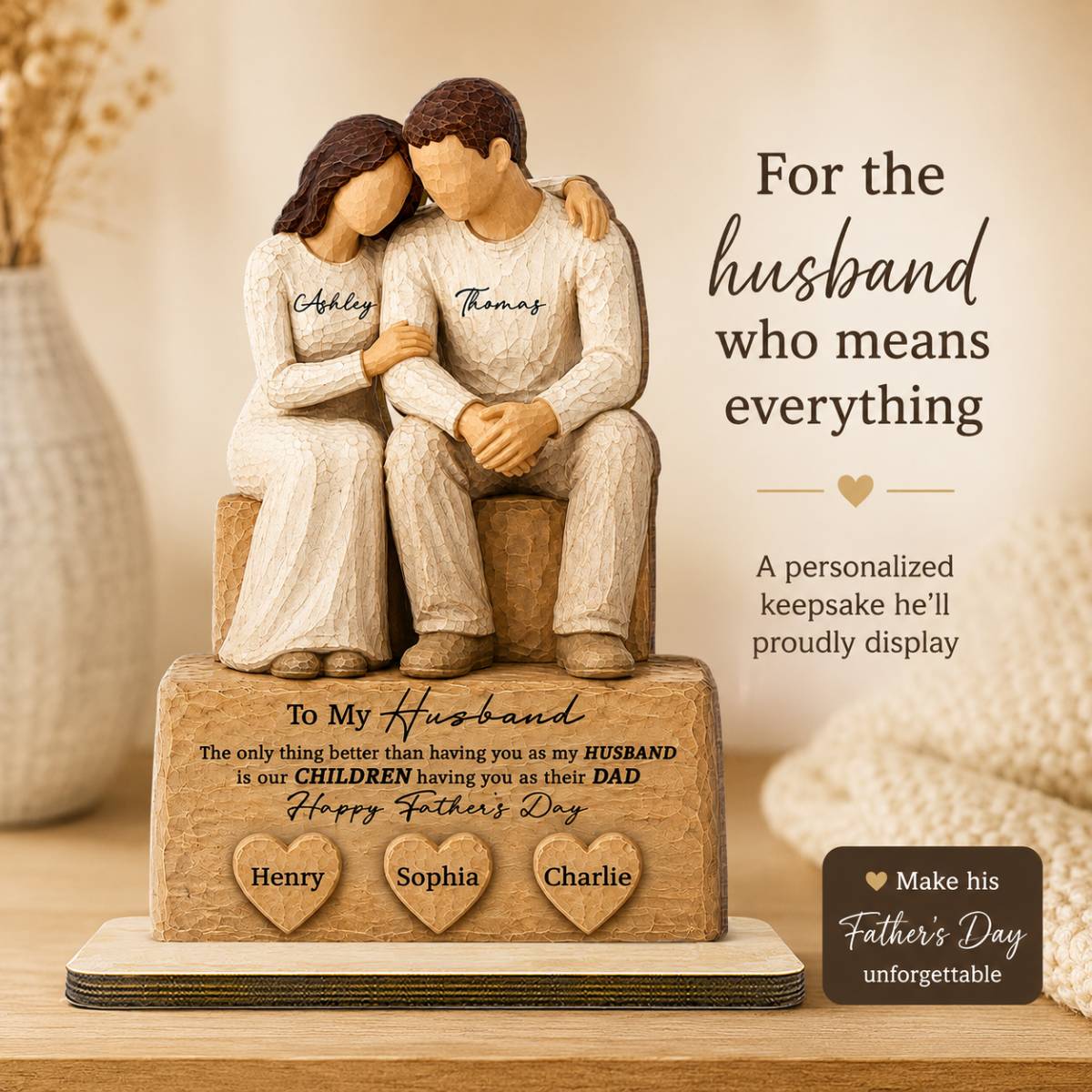 Sentimental Rustic To My Husband The Only Thing - Personalized 2-Layered Wooden Plaque - Heartfelt Gift For Husband, Dad