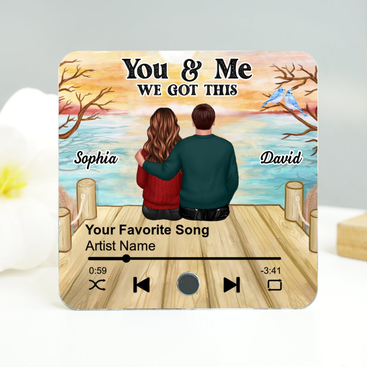 Couple Sitting Together Personalized Music Fridge Magnet, Heartfelt 2025 Gift For Couple, For Him, For Her, Boyfriend, Girlfriend, Husband, Wife