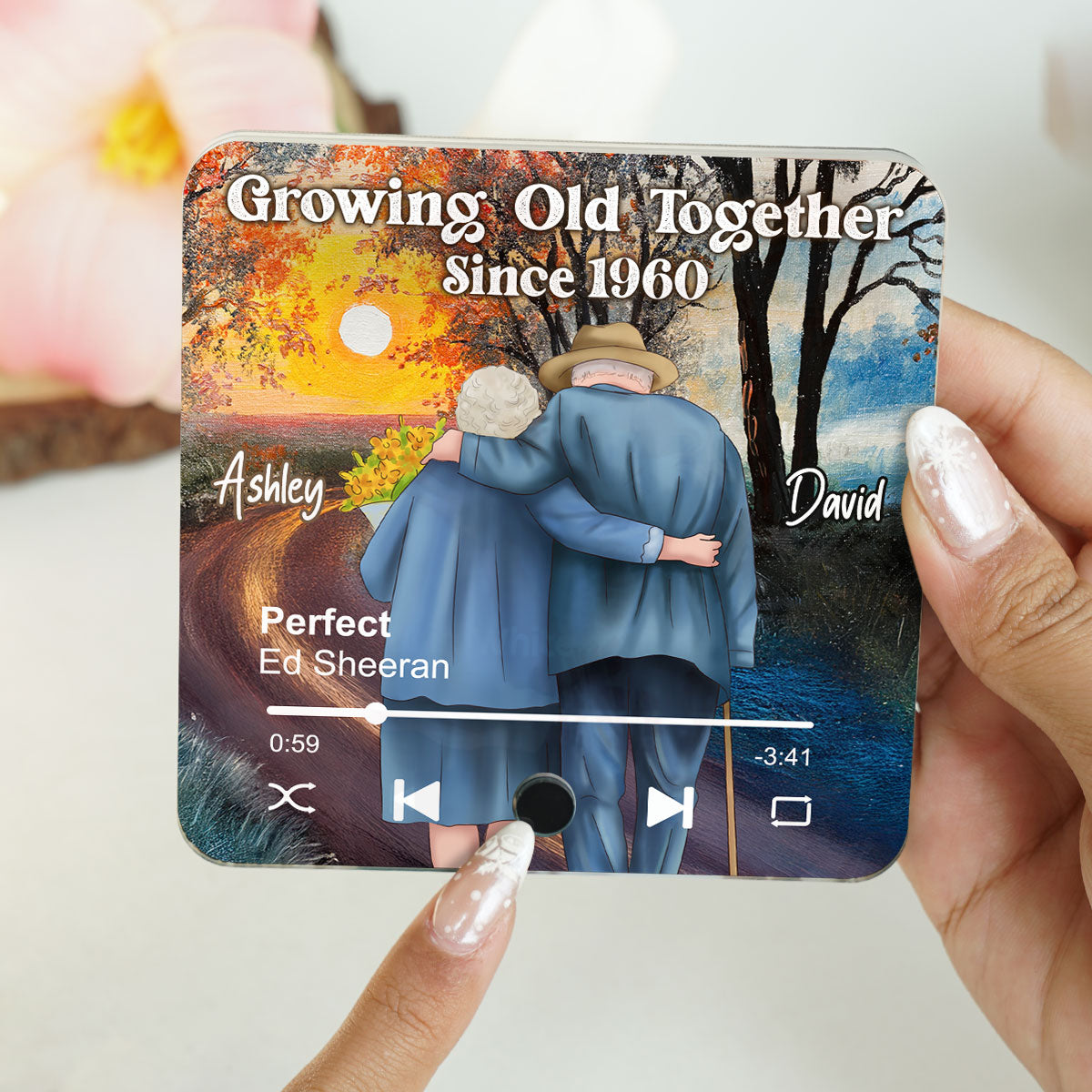 Old Couple Growing Old Together Since Personalized Music Fridge Magnet, Heartfelt 2025 Gift For Couple, For Him, For Her, Boyfriend, Girlfriend, Husband, Wife