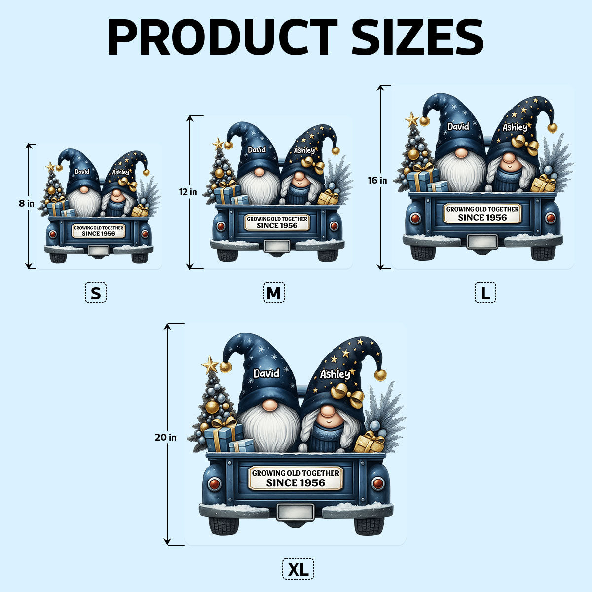 Gnome Couple Growing Old Together Personalized Fridge Decal, Gift for Couple